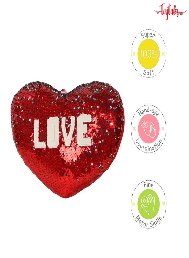 MABLE Reversible Sequin Heart Shape Cushion (30 Cm) Stuffed with Love, Soft Plush Cushions for Girls/Boys, Lightweight Velvety Touch for Comforting Hugs, Gift for Girlfriend/Boyfriend - Image 3